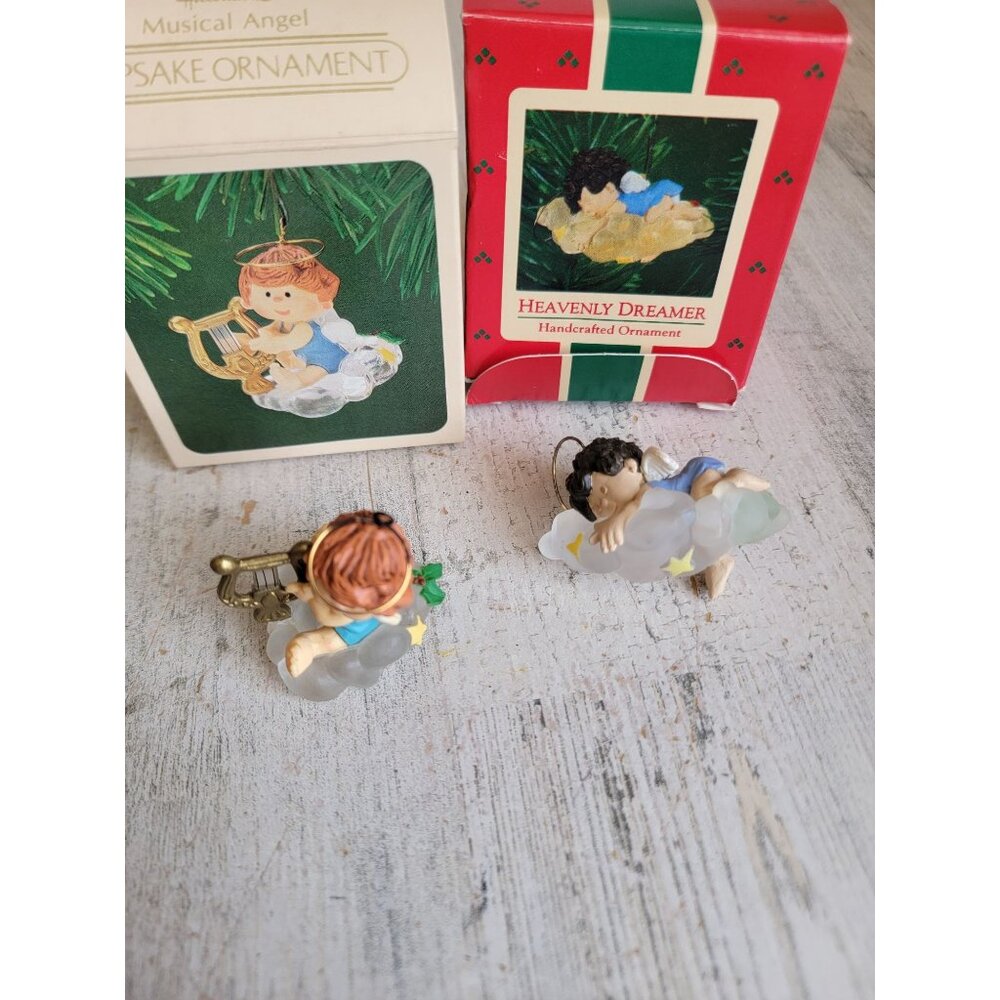 Hallmark heavenly dreamer‎ angel vintage ornament Xmas religious set